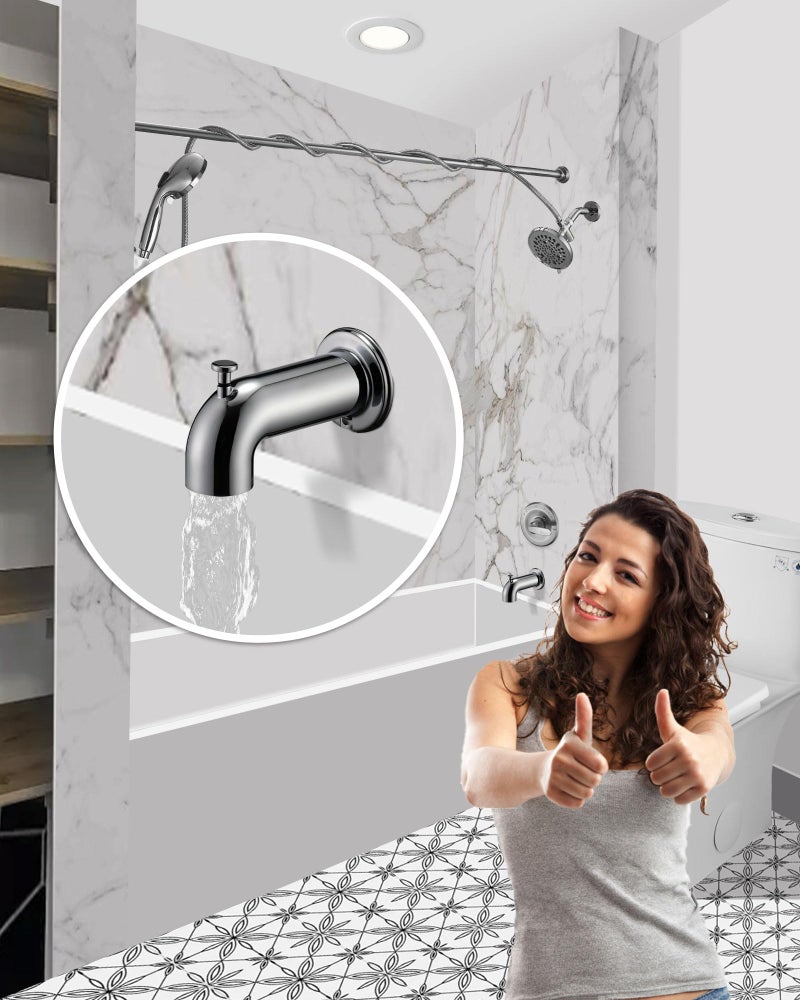 LOCALAND Slip-On Extra Long Tub Spout with Diverter, 1/2 Inch Slip Fit Connection,Chrome Plated - Image 2
